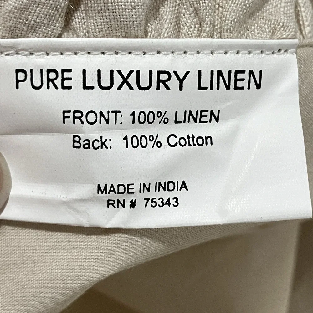 Pure Luxury Linen Ruffle Table Runner Natural Beige 100% Linen Cotton Back 19x70
